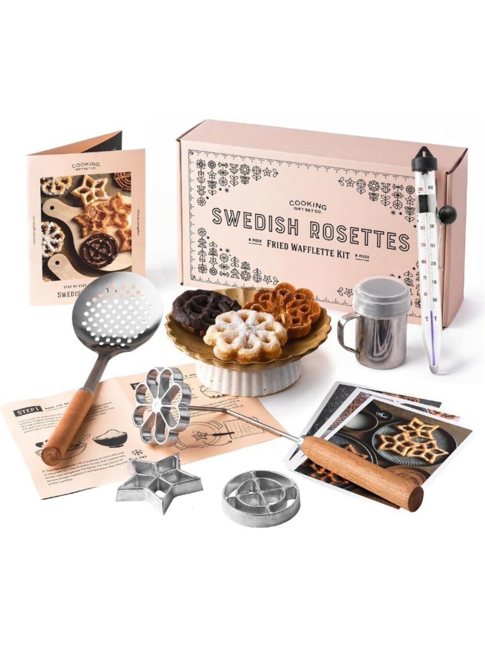 Swedish Rosette Iron Set & Bunuelos Mold – Unique Baking Gift for Valentine's